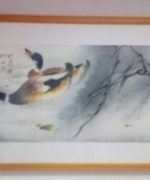 新竹國畫名家潘瑞美老師江邊垂柳兩三枝